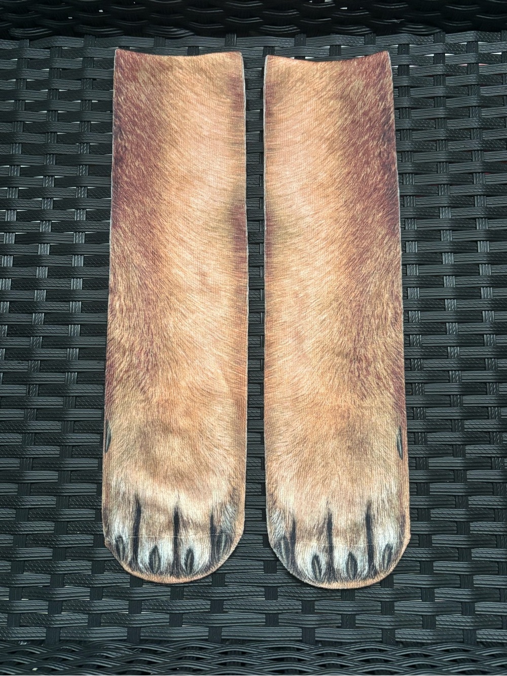 Novelty Dog Paw Socks - Brown Faux Fur Design. Never worn.